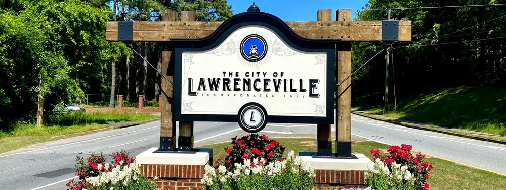 The City of Lawrenceville sign in downtown Lawrenceville, Gwinnett County