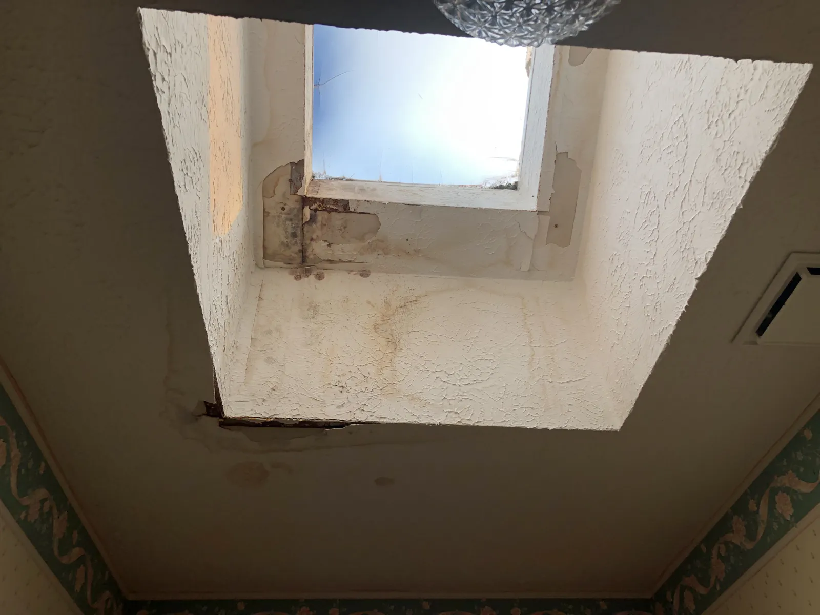 Water damage inside a vacant house